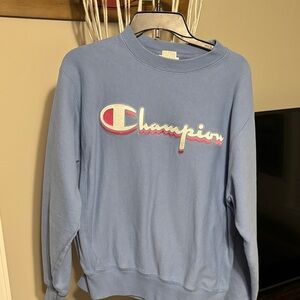Champion Men's Light Blue Crewneck Sweater